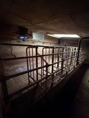 a room with a bunch of metal bars on the floor