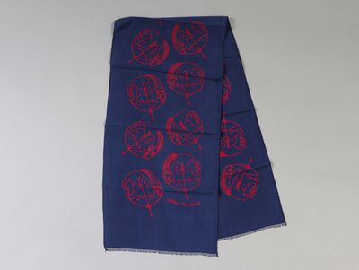 Jean MARAIS (1913-1998) Sagittaire rouge fond bleu Foulard e…