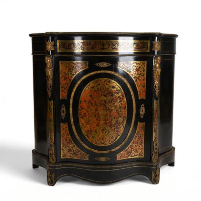 an image of a black and gold decorated cabinet