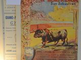 a picture of a poster on a wall with a bull