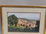 an image of a painting of a village in a gold frame
