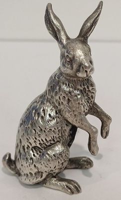 Lièvre assis en argent poinçon Minerve, 6. - Photo 1
