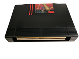 a black computer with a red stripe on it