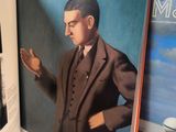 a book with a picture of a man in a suit on it