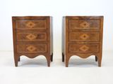 pair of mid - century walnut nightstands with diamond inlays
