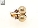 pearl and diamond ring on white background with white background