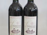 two bottles of wine sitting next to each other on a table