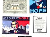 many different political posters on the wall of a room
