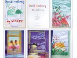 six books of david hocheny ' s my window are lined up