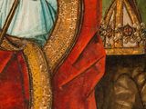 an image of a painting of a man in a red robe holding a staff