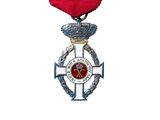 une image représentant une médaille ornée d'un ruban rouge