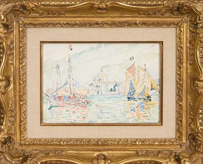 une image d'une peinture de bateaux dans un plan d'eau