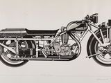 dessin représentant une moto en noir et blanc sur fond blanc