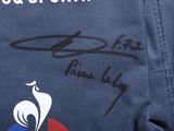 a close up of a jacket with a picture of a person on it