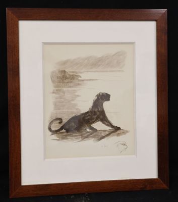 an image of a drawing of a dog laying down on the ground