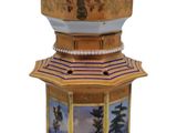 a decorative box with a picture of a pagoda on top of it