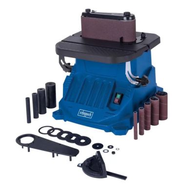 an image of a blue machine with tools and accessories on a white background