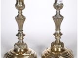 paire de chandeliers anciens en laiton