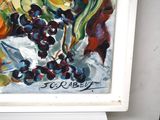 a picture of a painting of fruit on a table