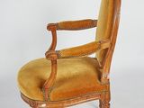 pair of louis ii style armchairs in walnut and velvet