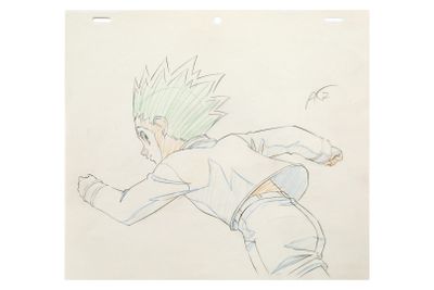 dessin représentant un jeune homme aux cheveux verts et portant une chemise blanche