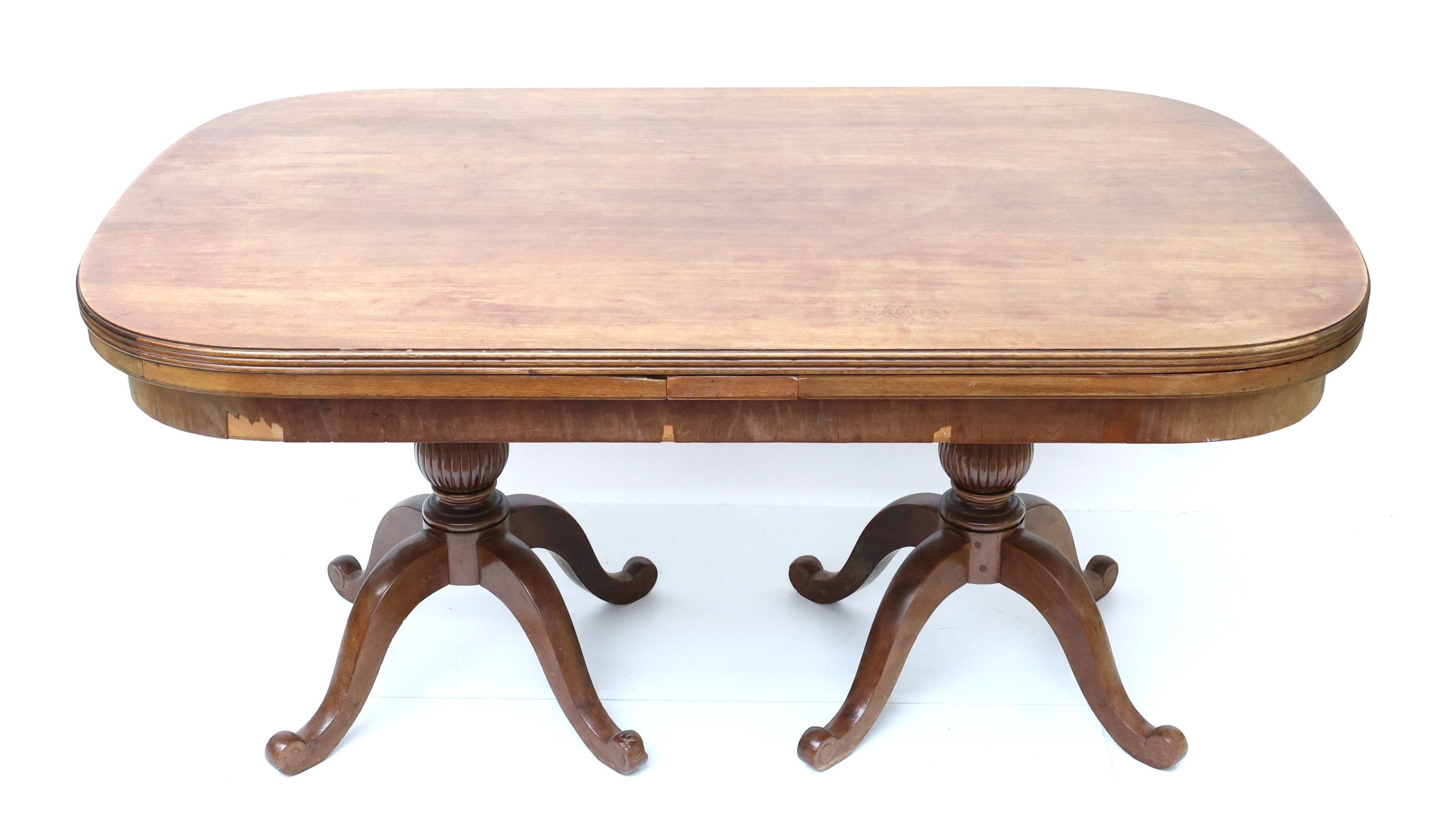Table de salle à manger en bois de placage à côtés arrondis,…