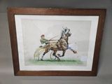 painting of a jockey on a horse with a jockey on a horse