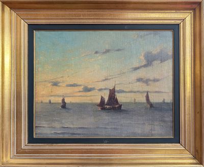 une image d'une peinture de bateaux dans un plan d'eau