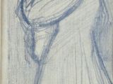 un vieux dessin d'une femme tenant un bébé dans ses bras