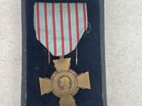 a medal in a case with a ribbon on it