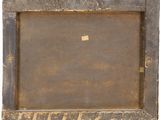 an old wooden picture frame with a brown and black design