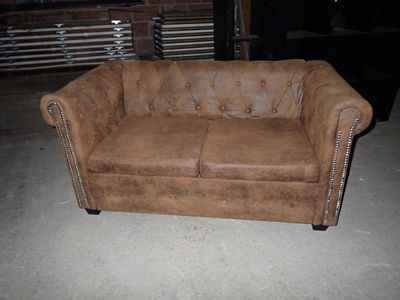 Banquette 2 places suédine, 143x74.5, usures, lot judiciaire, Mise à p - Photo 1