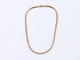 a gold necklace with a chain on a white background
