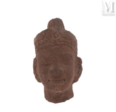 an image of a stone head of a person on a white background