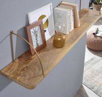 Etagère murale en manguier et fer doré, dimensions: 100x22x2… (photo 2)