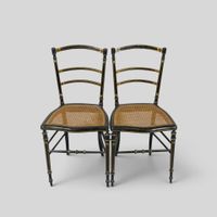 Suite de 4 chaises à bandeaux, assise à fond de canne en boi… (photo 2)