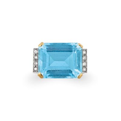 une bague aigue-marine et diamant
