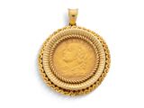 un pendentif en forme de pièce d'or, avec le visage d'une femme au centre