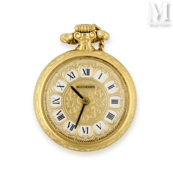 une image montrant un gros plan d'une montre de poche en or avec des chiffres romains
