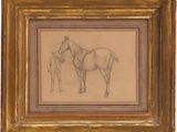 une image représentant un dessin d'un cheval et de son poulain