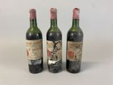 trois bouteilles de vin sont alignées sur une surface blanche