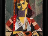 an image of a painting of a woman with a guitar