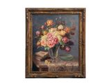 une peinture de fleurs dans un vase sur une table