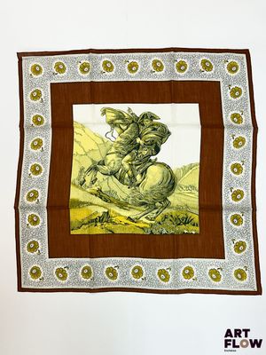 bandeau avec l'image d'un homme à cheval sur fond marron