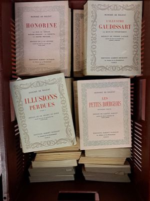 Plusieurs livres sont empilés les uns sur les autres dans une bibliothèque.