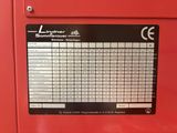 a close up of a red machine with numbers on it
