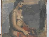 an image of a painting of a naked woman sitting on a ledge