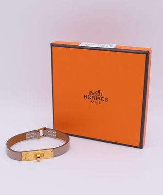 hermes hermes logo leather bracelet with gold plated clasp
