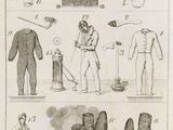 drawing of various types of weapons and equipment used in the war