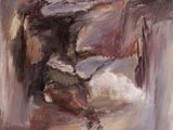 une peinture représentant une peinture d'une personne dans une grotte